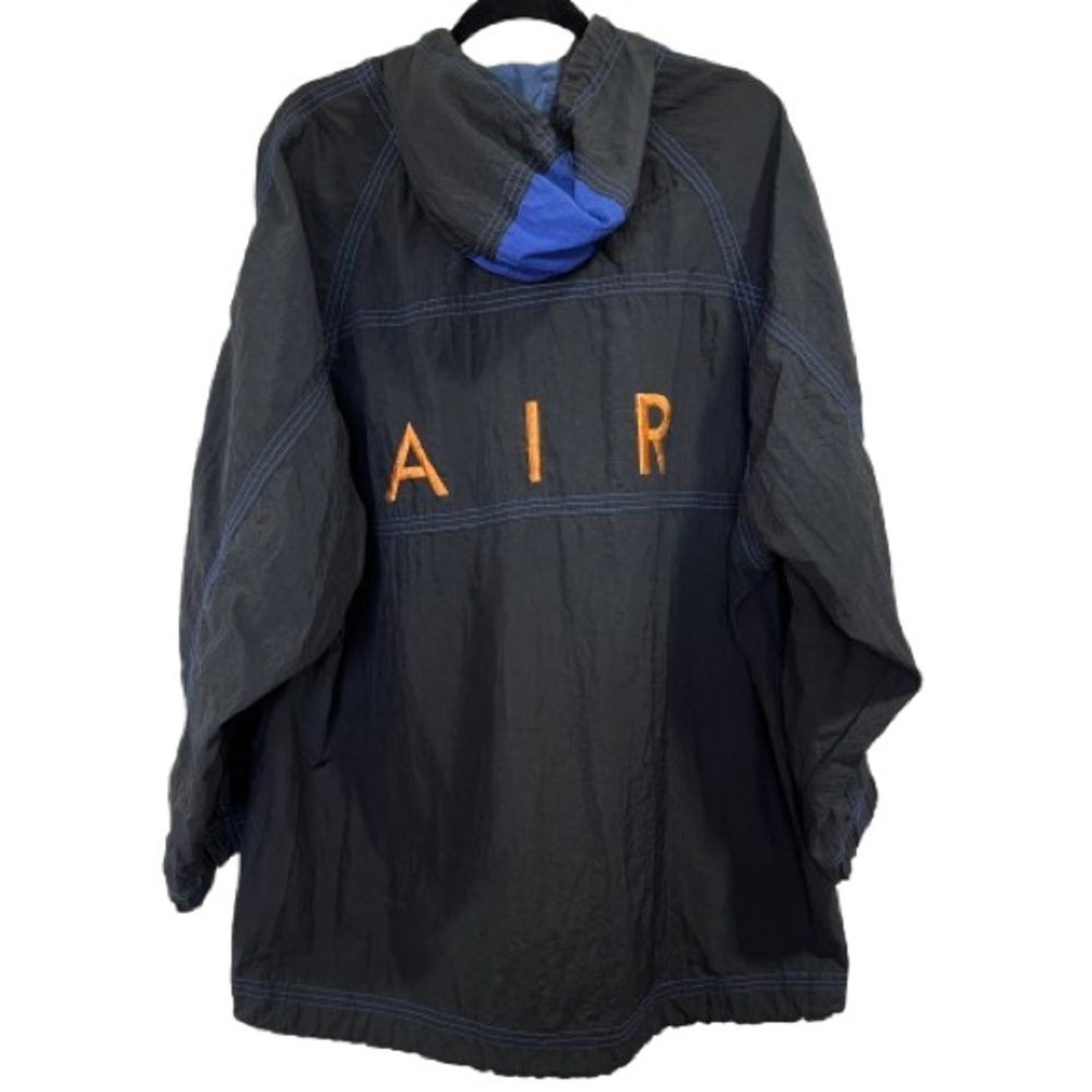 NIKE AIR Full Zip Vintage Windbreaker/Rain Hooded Jacket Front Pockets Nylon L